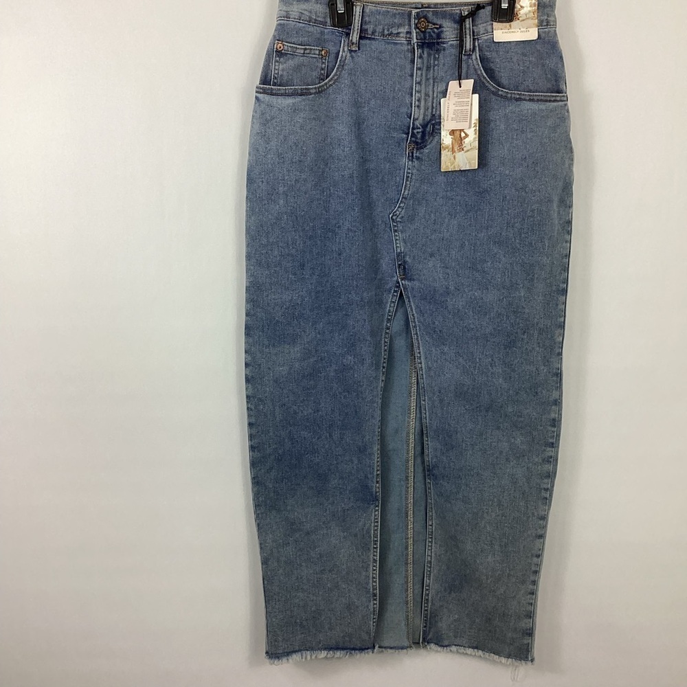 Sincerely Jules Maxi High Slit Denim Skirt Size 3/25 NWT
